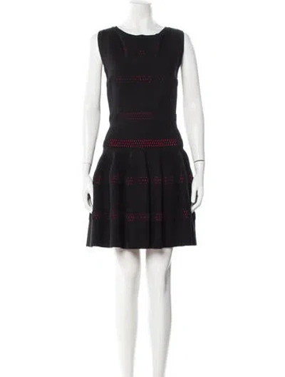 Pre-owned Alaïa Bateau Neckline Mini Dress In Black