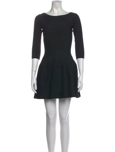 Pre-owned Alaïa Bateau Neckline Mini Dress In Black