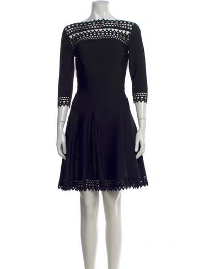 Pre-owned Alaïa Bateau Neckline Mini Dress In Black