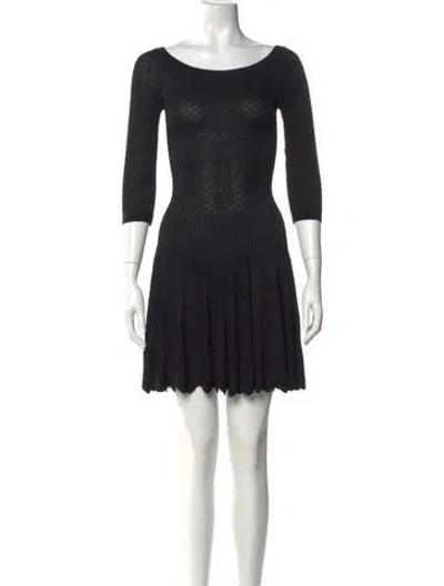 Pre-owned Alaïa Bateau Neckline Mini Dress In Black
