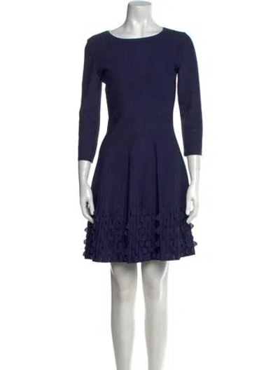 Pre-owned Alaïa Bateau Neckline Mini Dress In Blue
