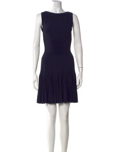 Pre-owned Alaïa Bateau Neckline Mini Dress In Blue