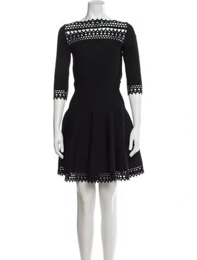 Pre-owned Alaïa Bateau Neckline Mini Dress In Blue