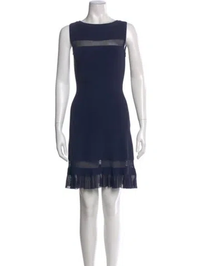 Pre-owned Alaïa Bateau Neckline Mini Dress In Blue