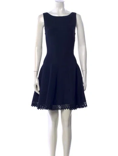 Pre-owned Alaïa Bateau Neckline Mini Dress In Blue