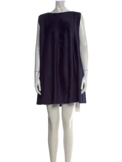 Pre-owned Alaïa Bateau Neckline Mini Dress In Blue