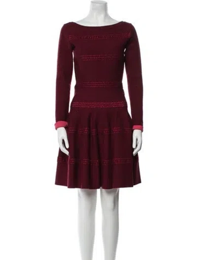 Pre-owned Alaïa Bateau Neckline Mini Dress In Burgundy