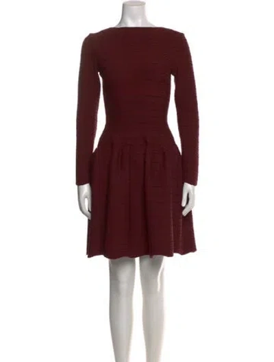 Pre-owned Alaïa Bateau Neckline Mini Dress In Burgundy