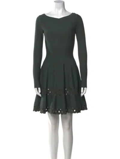 Pre-owned Alaïa Bateau Neckline Mini Dress In Green