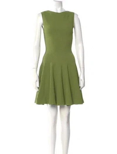 Pre-owned Alaïa Bateau Neckline Mini Dress In Green