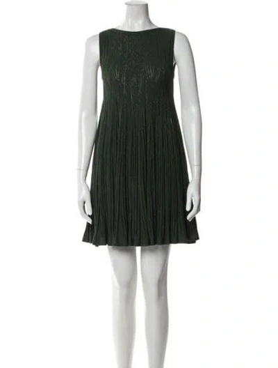 Pre-owned Alaïa Bateau Neckline Mini Dress In Green