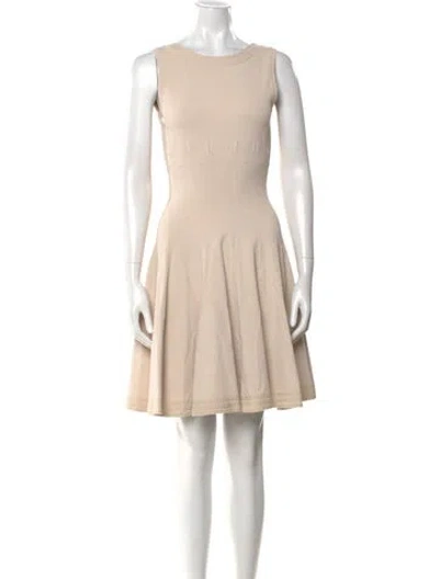 Pre-owned Alaïa Bateau Neckline Mini Dress In Neutral