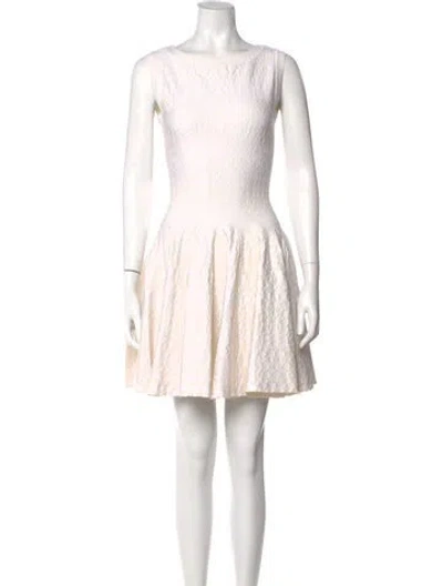 Pre-owned Alaïa Bateau Neckline Mini Dress In Neutral