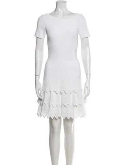 Pre-owned Alaïa Bateau Neckline Mini Dress In Neutral