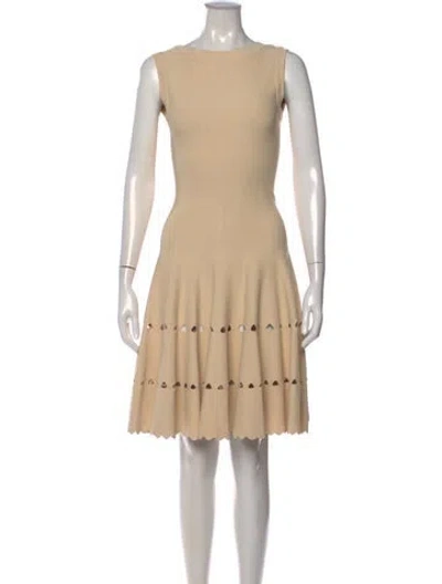Pre-owned Alaïa Bateau Neckline Mini Dress In Neutral