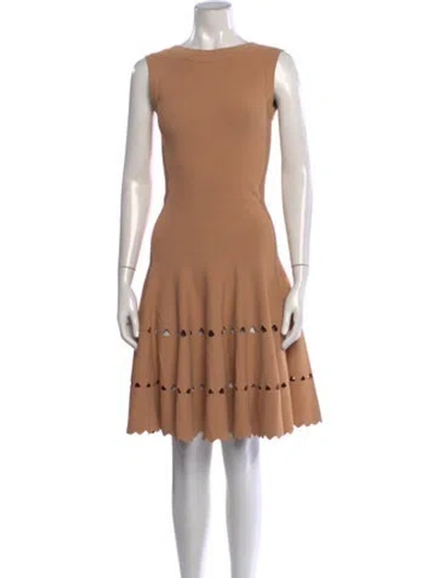 Pre-owned Alaïa Bateau Neckline Mini Dress In Neutrals