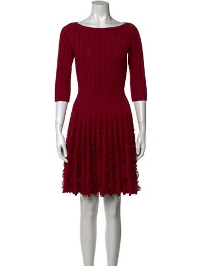 Pre-owned Alaïa Bateau Neckline Mini Dress In Red