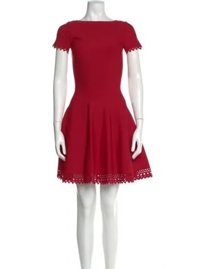 Pre-owned Alaïa Bateau Neckline Mini Dress W/ Tags In Red