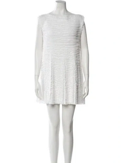 Pre-owned Alaïa Bateau Neckline Mini Dress W/ Tags In White