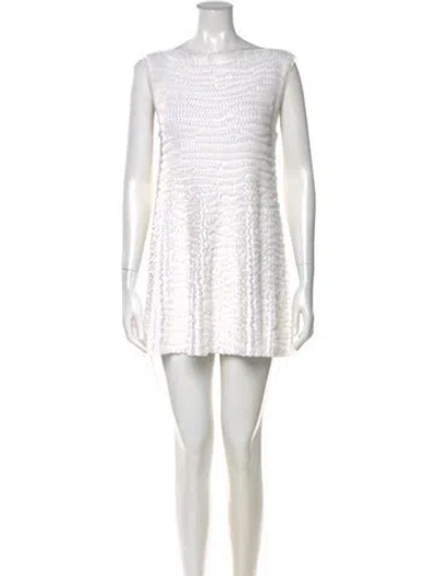 Pre-owned Alaïa Bateau Neckline Mini Dress In White