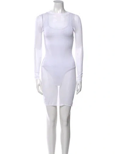 Pre-owned Alaïa Bateau Neckline Mini Dress In White