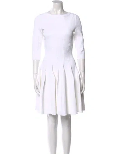 Pre-owned Alaïa Bateau Neckline Mini Dress In White