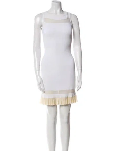 Pre-owned Alaïa Bateau Neckline Mini Dress In White