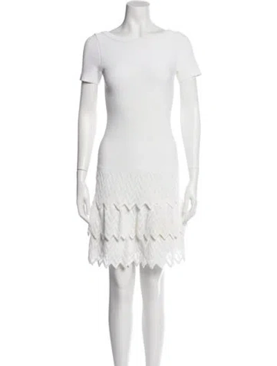 Pre-owned Alaïa Bateau Neckline Mini Dress In White