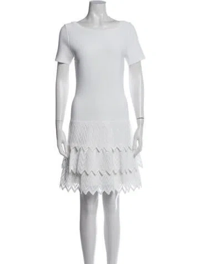 Pre-owned Alaïa Bateau Neckline Mini Dress In White