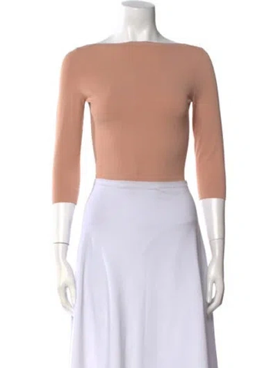 Pre-owned Alaïa Bateau Neckline Three-quarter Sleeve Crop Top In Neutral