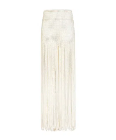 Alaïa Beaded Knit Pants In White