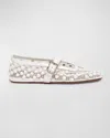 Alaïa Beaded Net Mary Jane Ballerina Flats In Blanc