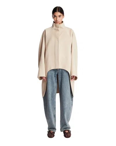Alaïa Beige Asymmetric Double-faced Cashmere Coat In Beige Beige   #ddbb8c
