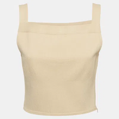 Pre-owned Alaïa Beige Canvas Sleeveless Crop Top Xs In Sand