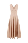 ALAÏA BEIGE COTTON LONG DRESS FOR WOMEN