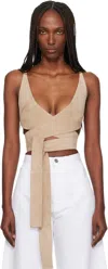 Alaïa Beige Criss Cross Suede Top In Neutral