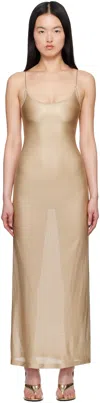 Alaïa Beige Knit Slip Dress In 120 - Beige Clair