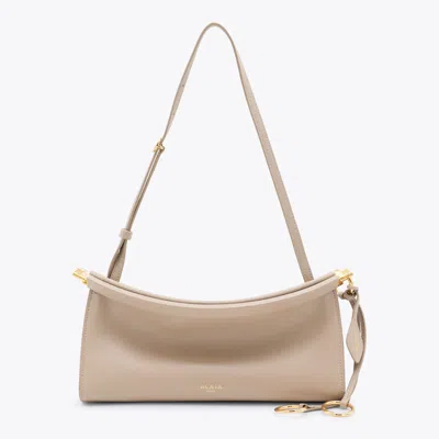 Alaïa Beige Leather Le Click East West Small Crossbody Bag In Gray