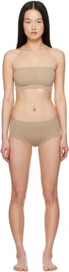 Alaïa Stretch-jersey Bandeau Bra And Briefs Set In 103 - Mastic