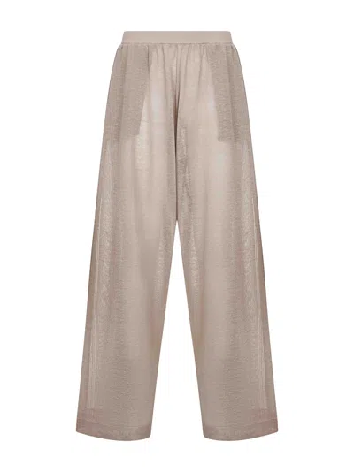 Alaïa Beige Silk And Linen Knit Wide-leg Trousers In Sand