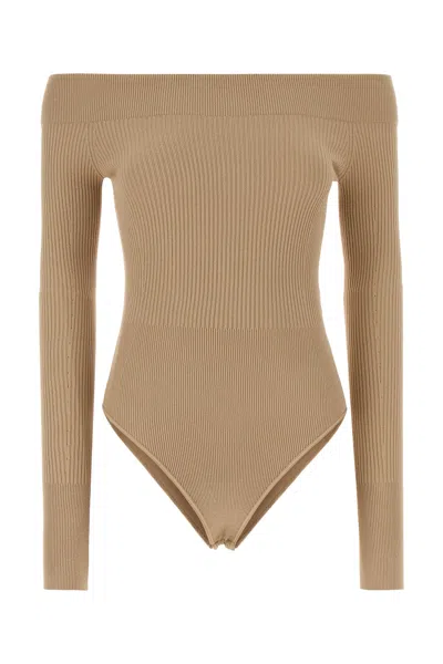Alaïa Alaia Beige Viscose Blend Bodysuit In Brown