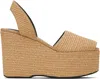 Alaïa Beige Wedge Paper Straw Heeled Sandals