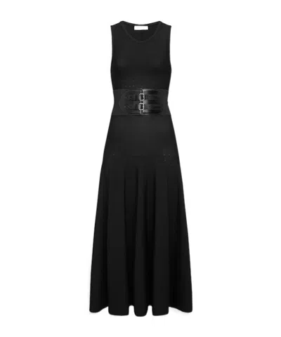 Alaïa Belt Medium Length Dress In Black