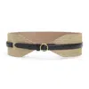 Alaïa Woven Paper Straw Belt With Gold Buckle In Sand