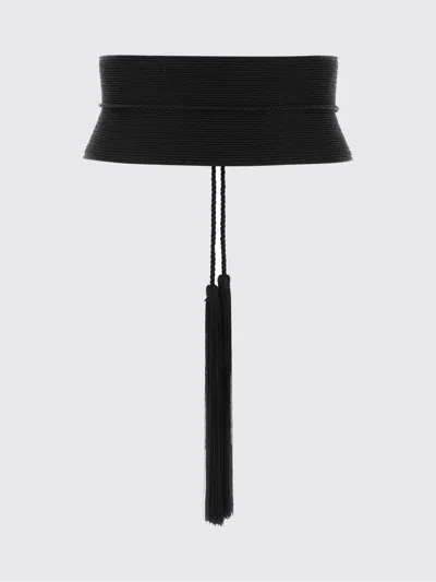 ALAÏA ALAÏA WIDE BUSTIER BELT IN VISCOSE AND LEATHER WITH TASSEL TIE-CLOSURE