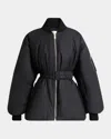 Alaïa Womens Belted Padded Shell Bomber Jacket Noir Alaia In Noir Alaia