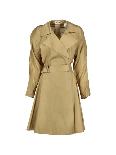 Pre-owned Alaïa Belted Coat In Neutral