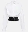 Alaïa Belted Cotton Poplin Shirt In Multicoloured