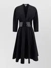 ALAÏA BELTED COTTON SHIRT DRESS WITH PLEATED SKIRT