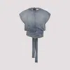 Alaïa Alaia Faded Blue Cotton Belted Top In Blue